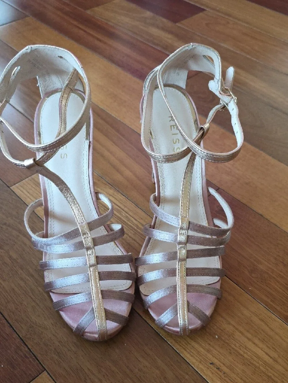REISS Rose Gold Strappy High Heel Sandals